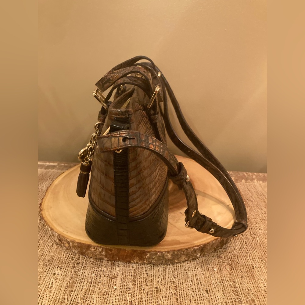 BRAHMIN MINI ASHER 2 Tone Melbourne‎ LEATHER SATCHEL CROSSBODY BAG Tassel Purse - Picture 7 of 13